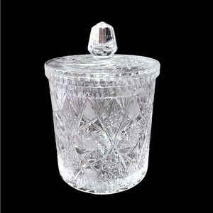 NWOB Vintage American Brilliant Cut Crystal Biscuit Barrel Jar 8 lbs